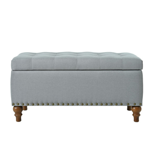 Upholstered Ottoman With Storage And Rivet Trim