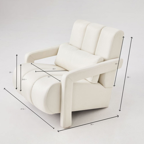 Modern Upholstered Accent Chair, Comfortable Fabric With A Pillow For Living Room