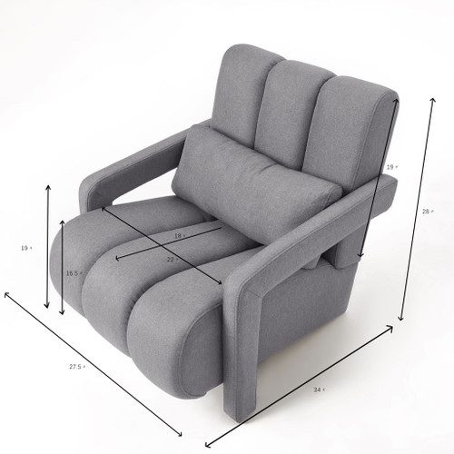 Modern Upholstered Accent Chair, Comfortable Fabric With A Pillow For Living Room