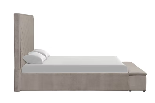 Mio Velvet Gray Platform Bed