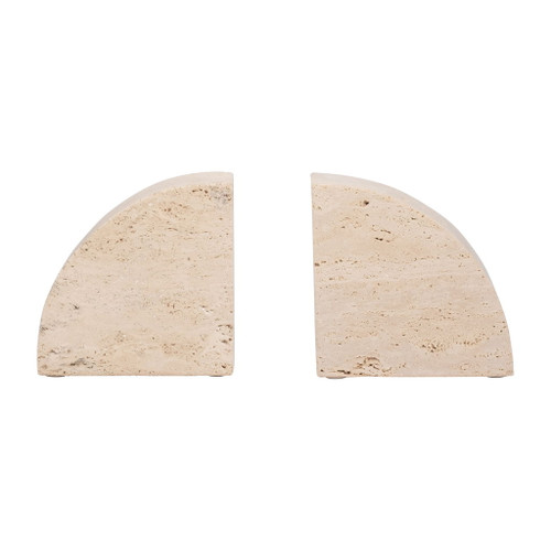 Travertine 5" Half Dome Bookends (Set of 2) - Tan