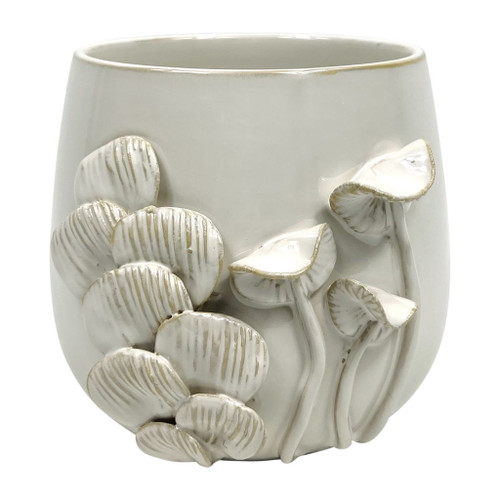6" Mushroom Applique Planter Ceramic - Ivory