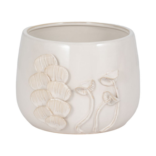 Mushroom Applique Planter 9" - Ivory