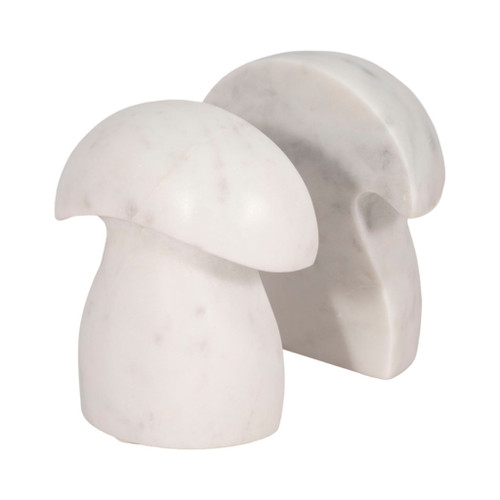 Marble Mushroom Bookends (Set of 2) - White