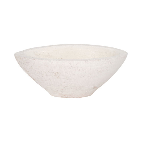 10" Tapered Terracotta Bowl Rough Finish - White