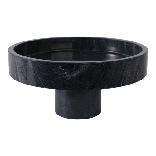 12" x 6" Marble Pedestal Bowl - Black