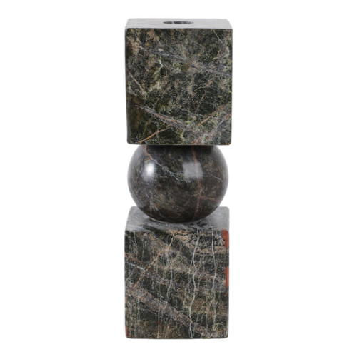 9" Chunky Marble Taper Holder - Forest Green