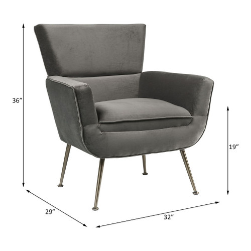 Varik - Accent Chair - Gray Velvet