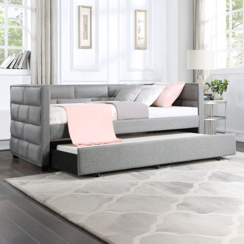Ebbo - Twin Daybed With Trundle - Gray Fabric Ebbo - Twin Daybed With Trundle - Gray Fabric