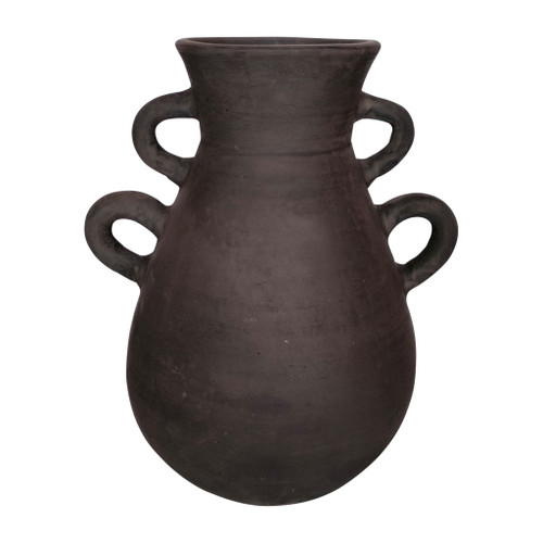 Organic Vase With 4 Handles - Black