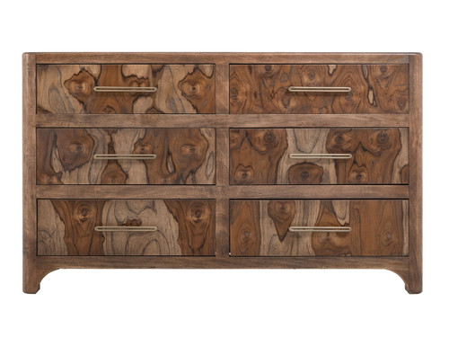 Praga - 6-Drawer Dresser - Almond / Barrel Brown