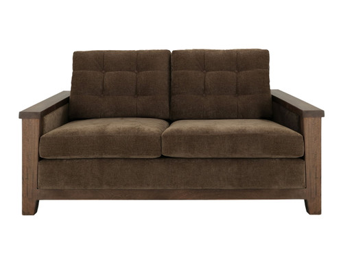 Walnut - Upholstered Loveseat - Deep Forest Brown