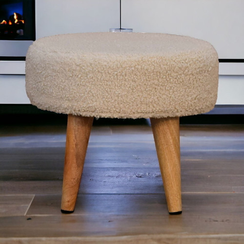 Petite Footstool - Cream / Brown