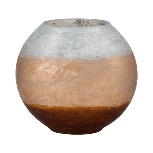 10" Gold Ombre Round Vase - White / Gold