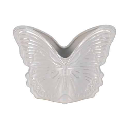 7" Iridescent Butterfly Planter - Ivory