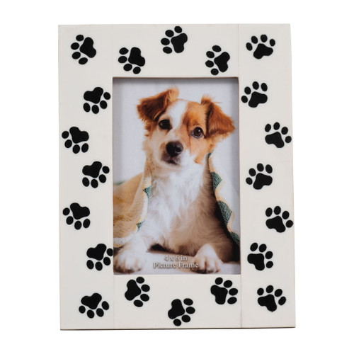 4" x 6" Resin Paw Prints Photo Frame - Black/White