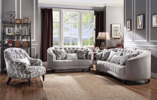 Saira - Sofa With 5 Pillows - Light Gray Fabric Saira - Sofa With 5 Pillows - Light Gray Fabric