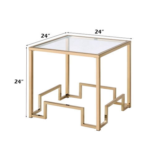 Damien - End Table - Clear Glass & Champagne