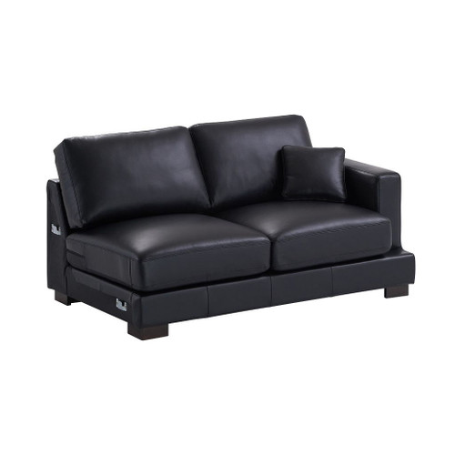 Geralyn - Sectional Sofa With 2 Pillows - Black Leather
