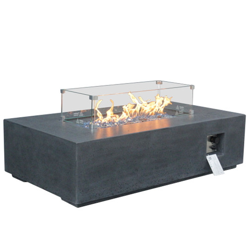 Outdoor Concrete Propane Gas Rectangle Fire Pit Table