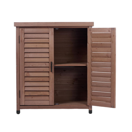 Potting Bench With Storage Cabinet And Metal Table Top For Outdoor