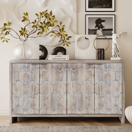 Accent Cabinet Farmhouse Style 4 Door Wooden Cabinet Sideboard Buffet Server Cabinet Storage Cabinet, For Living Room, Entryway, Hallway, Office, Kitchen And Dining Room Accent Cabinet Farmhouse Style 4 Door Wooden Cabinet Sideboard Buffet Server Cabinet Storage Cabinet, For Living Room, Entryway, Hallway, Office, Kitchen And Dining Room