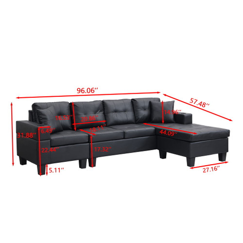Modern Sectional Sofa Set With Chaise Lounge And Cup Holder
