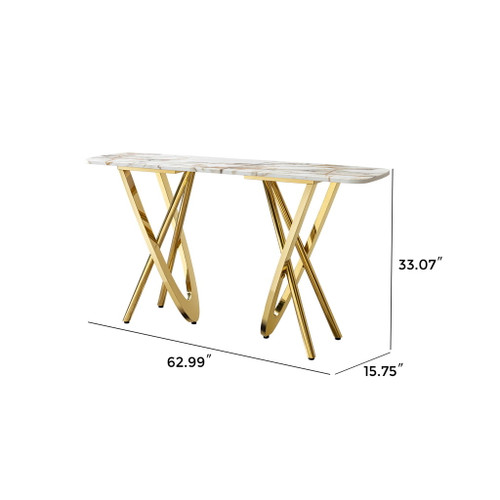 Contemporary Marble Pattern Top Table With Stainless Steel Base