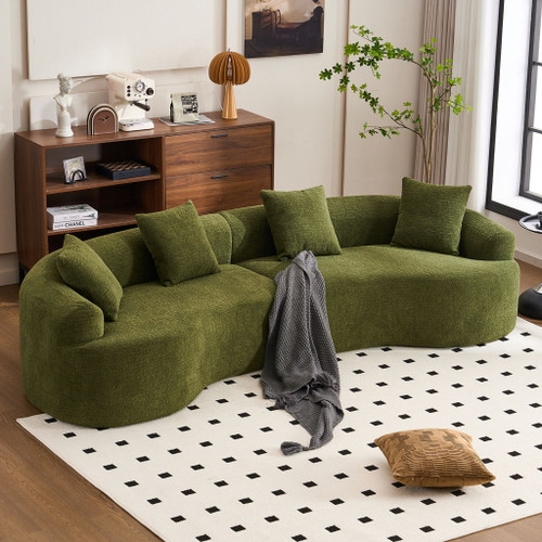 4 Seater Sofa With Fabric, 30D, 60 Hardness Full Sponge, 4 Pillow For Living Room, Home Furniture Sleeper Sectional Sofa For Apartment