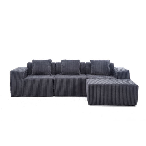 L - Shape Modern Minimalist Modular Sectional Sofa, Upholstered Cloud Couch With Deep Seats