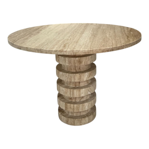 Turin Travertine Stone Foyer Table - Beige