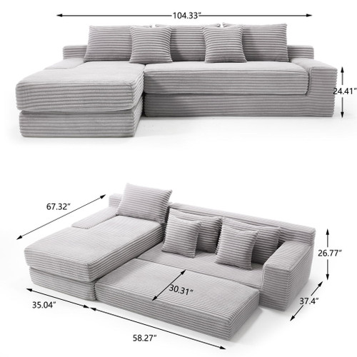 Modern L - Shaped Sectional Couch With Memory Foam