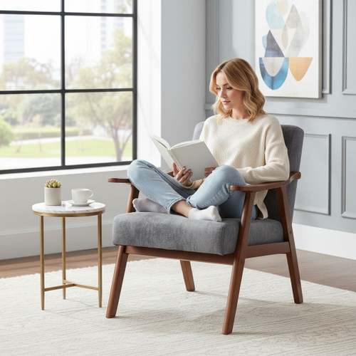 Accent Chair, Classic Mid Century Modern For Extra Seating