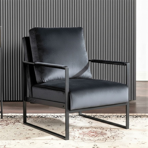 Classic Mid Century Modern Accent Chair With Durable Square Metal Frame, Armchair