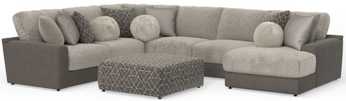 Canyon - 4 Piece Sectional With Cuddler Seat Cushions, Included Accent Pillows And Cocktail Ottoman (Right Side Facing Chaise) - Umber