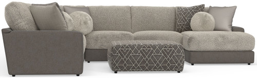 Canyon - 4 Piece Sectional With Cuddler Seat Cushions, Included Accent Pillows And Cocktail Ottoman (Right Side Facing Chaise) - Umber