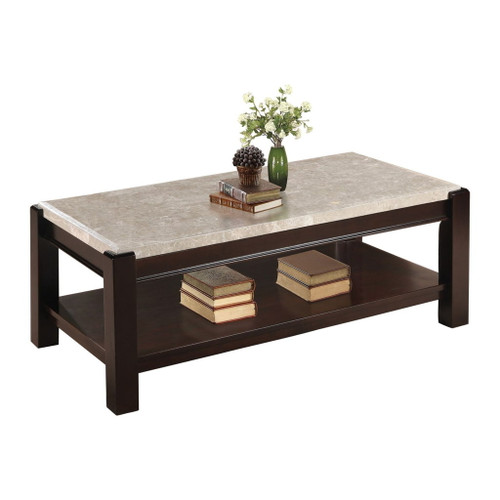 Festus - Cocktail Table With Marble Top - Cherry / Taupe