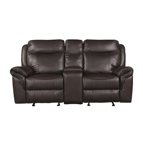 Aram - Double Glider Reclining Loveseat With Center Console, Receptacles And USB Ports