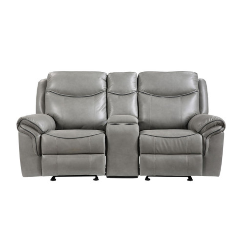 Aram - Double Glider Reclining Loveseat With Center Console, Receptacles And USB Ports