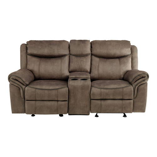 Aram - Double Glider Reclining Loveseat With Center Console, Receptacles And USB Ports