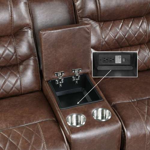 Putnam - Power Double Reclining Loveseat With Center Console, Receptacles And USB Ports