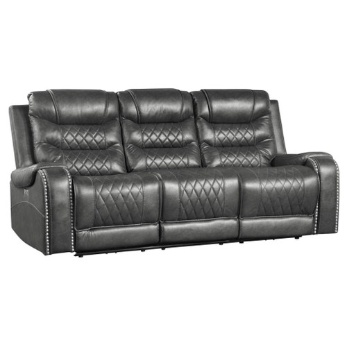 Putnam - Power Double Reclining Sofa With Center Drop-Down Cup Holders, Receptacles And USB Ports