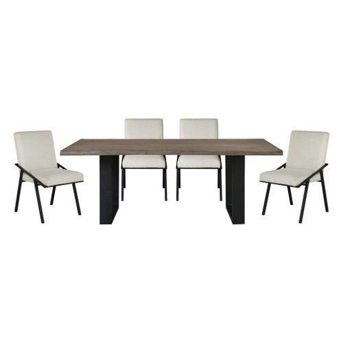 Rochelle - 5 Piece Set (Table & 4 Side Chairs) - White / Brown