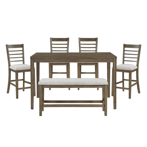 Emilia - 6 Piece Pack Counter Height Set - Brown