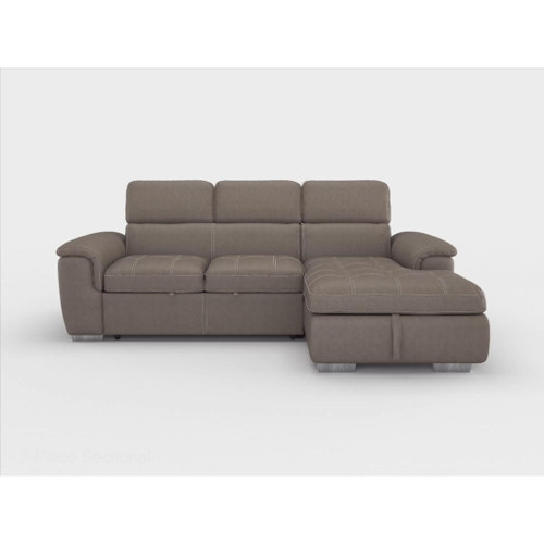Ferriday - 2 Piece Sectional With Adjustable Headrests, Pull-Out Bed And Right Chaise With Hidden Storage