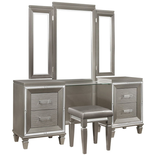 Tamsin - Vanity Dresser With Mirror - Gold / Silver / Champagne