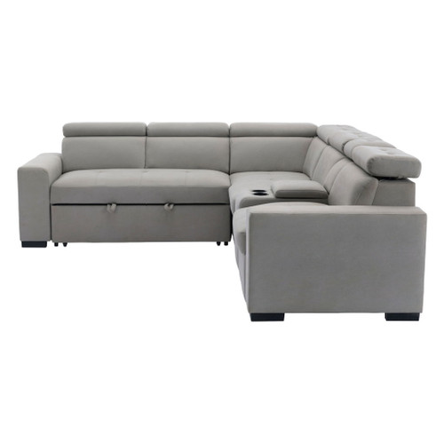 Farrah - 3 Piece Sectional With Adjustable Headrests - Light Gray