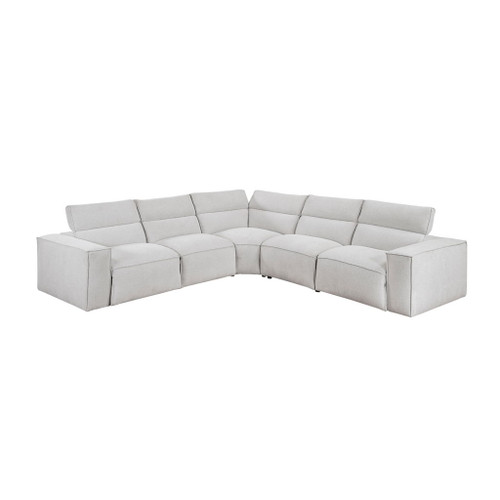 Phoebe - 5-Piece Modular Power Reclining Sectional With Power Headrests - Gray