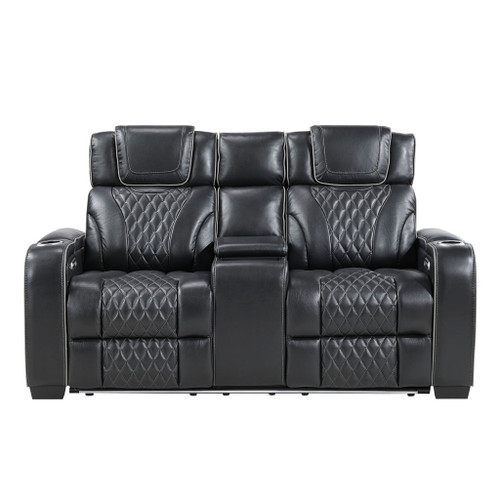 Apex - Power Double Reclining Loveseat With Center Console, Power Headrests, Storage Arms With Cup Holders, Wireless Charger, Air Massage And Heat, LED Lighting And Charging Ports