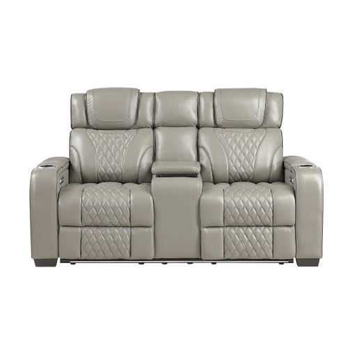 Apex - Power Double Reclining Loveseat With Center Console, Power Headrests, Storage Arms With Cup Holders, Wireless Charger, Air Massage And Heat, LED Lighting And Charging Ports